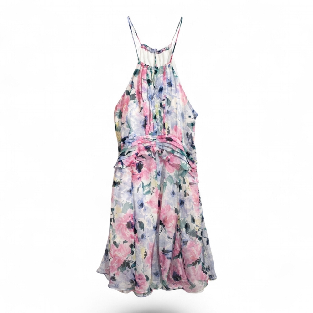 Tahari Arthur S. Levine Floral Chiffon Halter Dress NWT Size 4